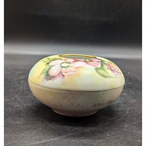 Antique Hand Painted W G Limoges Porcelain Hair Receiver 4.25" ‎ Periwinkle
